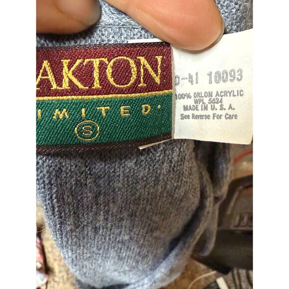 Men's Oakton Mr. Rogers Preppy Gray Button Up Cardigan Sweater Made in USA SM - Picture 5 of 5